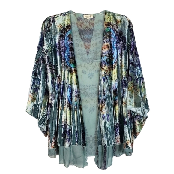 VTG ONE WORLD Live and Let Live Velvet Cardigan - Picture 1 of 5